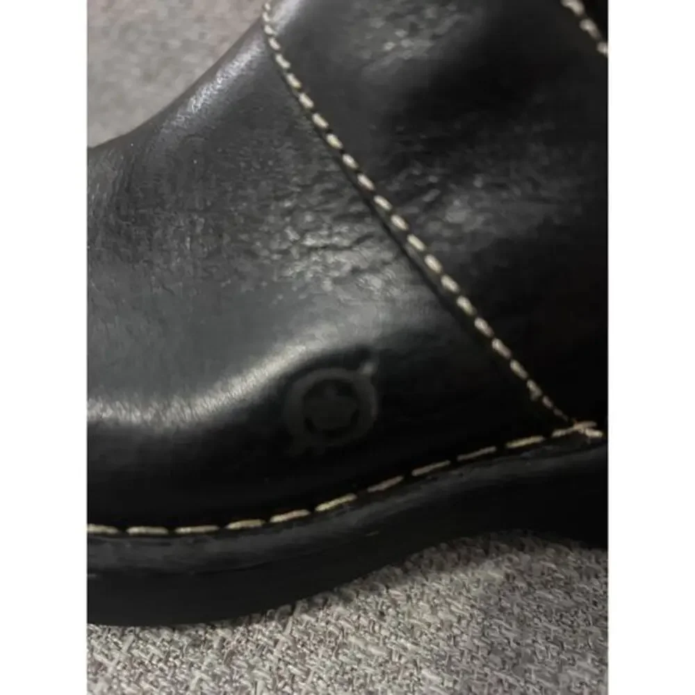 Born Black Leather Wedge Clog Sneakers - Women's